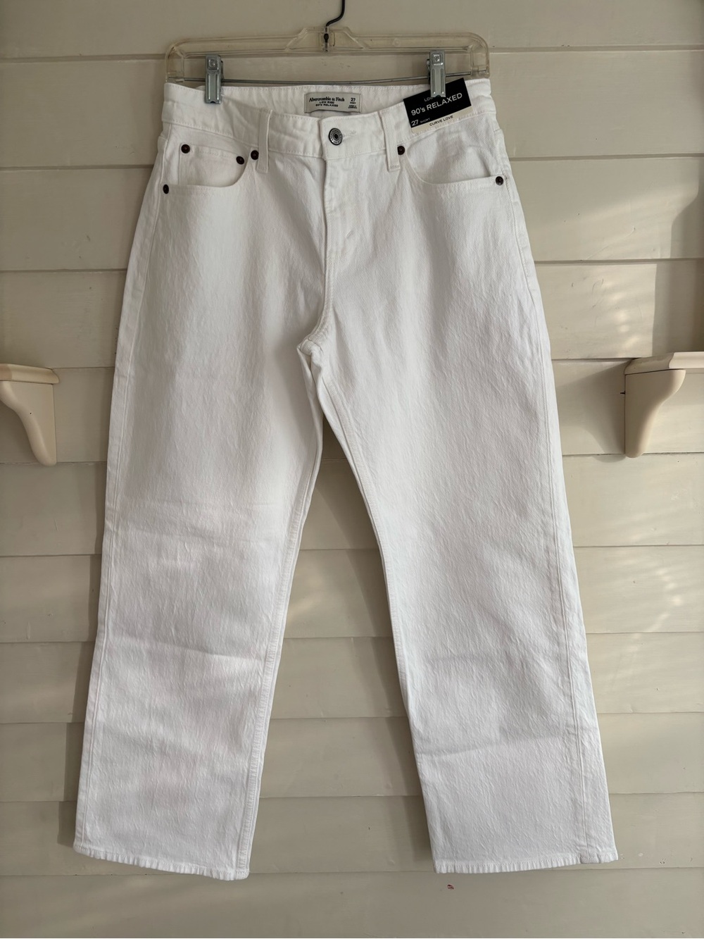 Abercrombie & Fitch Curve Love Low Rise 90's Relaxed White Jeans 27 Short NWT
